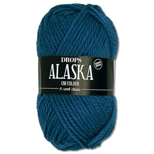 Frida's Wollhaus Drops 50 g Alaska Uni und Mix Häkeln Stricken Filzen Schurwolle 30 Farben (Uni 52 | Petrol) von Frida's Wollhaus