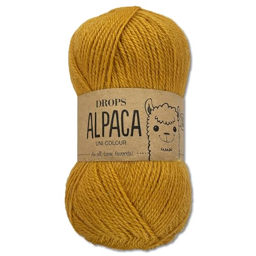 Frida's Wollhaus Drops 50 g Alpaca Alpaka Wolle Garn Häkeln Stricken weich 51 Farben (uni colour 2923 | Senfgelb) von Frida's Wollhaus