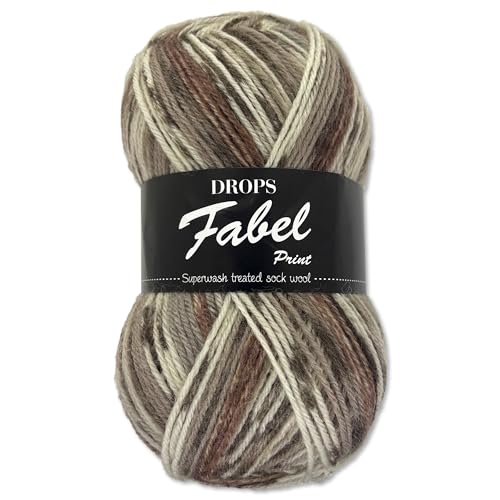 Frida's Wollhaus Drops 50 g Fabel Sockenwolle Schurwolle superwash Garn Stricken Häkeln 45 Farben (912 | Soft Chocolate) von Frida's Wollhaus