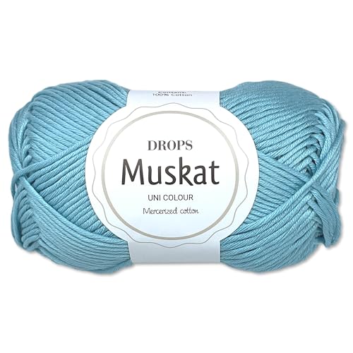 Frida's Wollhaus Drops 50 g Muskat Baumwolle Stricken Häkeln Wolle Garn mercerisiert 45 Farben (02 | Hellblau) von Frida's Wollhaus