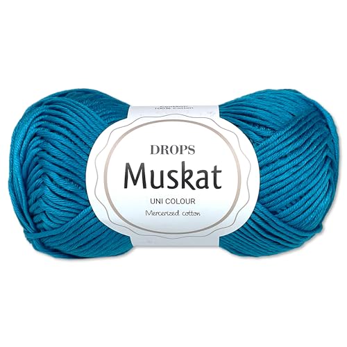 Frida's Wollhaus Drops 50 g Muskat Baumwolle Stricken Häkeln Wolle Garn mercerisiert 45 Farben (15 | Königsblau) von Frida's Wollhaus