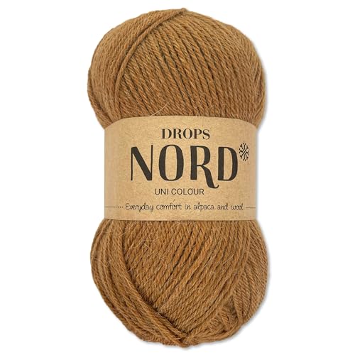 Frida's Wollhaus Drops 50 g Nord Sockenwolle Alpaka Schurwolle flauschig Stricken 23 Farben (uni colour 23 | Karamell) von Frida's Wollhaus