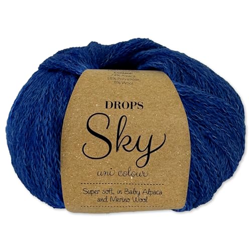 Frida's Wollhaus Drops 50 g Sky Stricken Häkeln Alpaca Schurwolle Alpaka Superweich 31 Farben (23 | Marineblau Uni) von Frida's Wollhaus