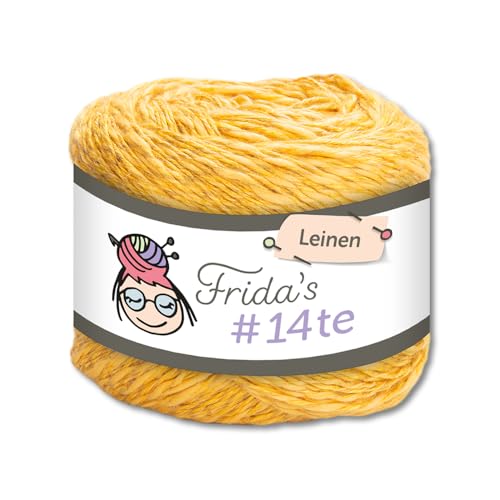 Frida's Wollhaus Frida's 100 g #14te Leinen Sommergarn Häkeln Stricken Wolle Garn 40 Farben (7306 | Gelb) von Frida's Wollhaus