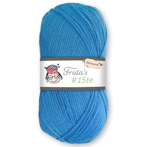Frida's Wollhaus Frida's 100 g #15te Allround Basic Garn Babygarn Wolle Stricken Häkeln weich 45 Farben (224 | Mittelblau) von Frida's Wollhaus
