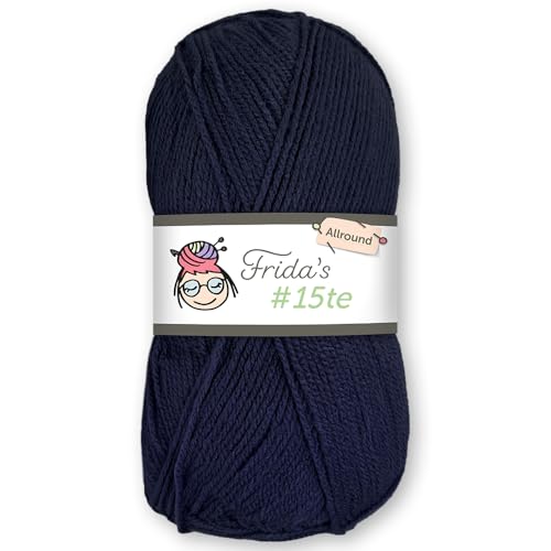 Frida's Wollhaus Frida's 100 g #15te Allround Basic Garn Babygarn Wolle Stricken Häkeln weich 45 Farben (227 | Marine) von Frida's Wollhaus