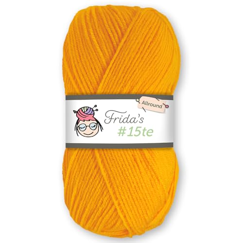 Frida's Wollhaus Frida's 100 g #15te Allround Basic Garn Babygarn Wolle Stricken Häkeln weich 45 Farben (32 | Sonnengelb) von Frida's Wollhaus