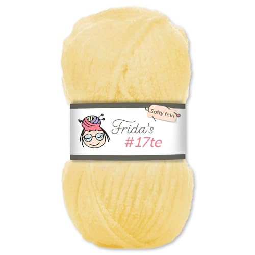 Frida's Wollhaus Frida‘s 100 g #17te Softy Fine Chenille Wolle Stricken Häkeln weich 29 Farben (13 | Hellgelb) von Frida's Wollhaus