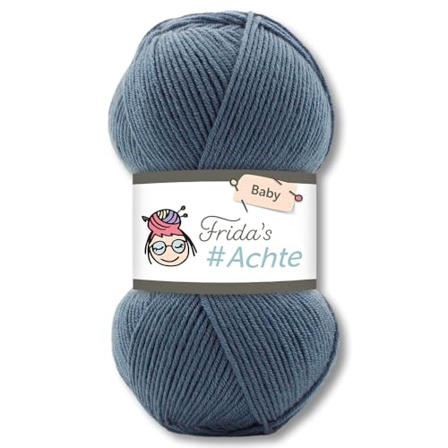 Frida's Wollhaus Frida's 100 g #Achte Babywolle Wolle Garn Stricken Häkeln Anti-Pilling 66 Farben (418 | Graublau) von Frida's Wollhaus