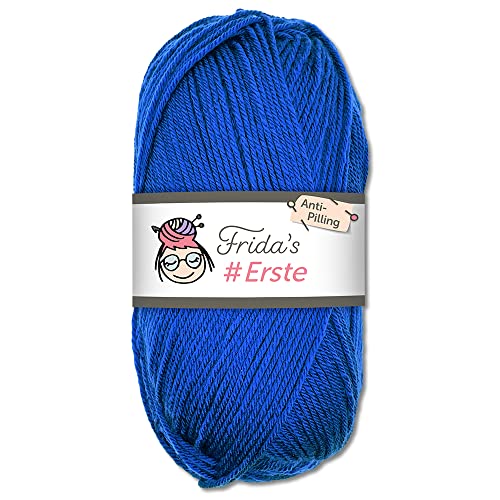 Frida's Wollhaus Frida's 100g #Erste Wolle Anti-Pilling fusselfreie Strick- & Häkelwolle Stricken Häkeln Garn (17 | Königsblau) von Frida's Wollhaus