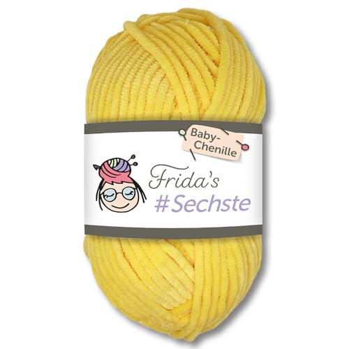 Frida's Wollhaus Frida's 50 g #Sechste Baby-Chenillegarn Stricken Häkeln Wolle Amigurumi samtig weich 30 Farben (761 | Gelb) von Frida's Wollhaus