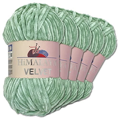 Frida's Wollhaus Himalaya 5 x 100 g Velvet Chenille-Wolle Handarbeit Amigurumi 42 Farben (90047 | Aquamarin) von Frida's Wollhaus