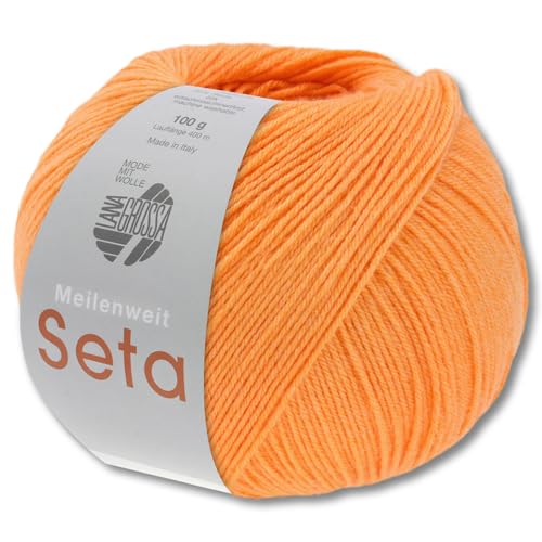 Frida's Wollhaus Lana Grossa 100 g Meilenweit 100 Seta Sockenwolle Merino Seide Garn 31 Farben (19 | Orange) von Frida's Wollhaus