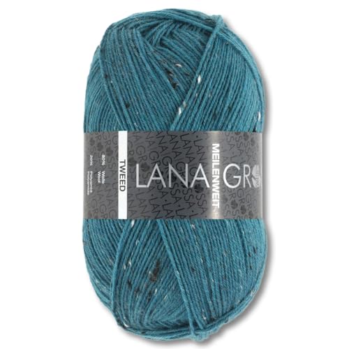 Frida's Wollhaus Lana Grossa 100 g Meilenweit 100 Tweed Sockenwolle Stricken Garn 20 Farben (159 | Petrol) von Frida's Wollhaus