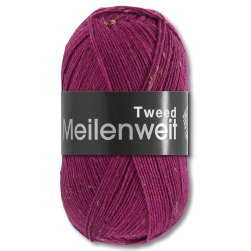 Frida's Wollhaus Lana Grossa 100 g Meilenweit 100 Tweed Sockenwolle Stricken Garn 20 Farben (173 | Fuchsia) von Frida's Wollhaus