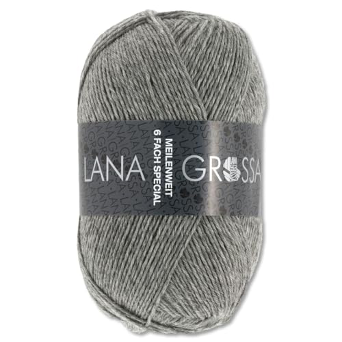 Frida's Wollhaus Lana Grossa 150 g Meilenweit 6-fach 150 Sockenwolle Stricken Garn 19 Farben (8961 | Grau meliert) von Frida's Wollhaus