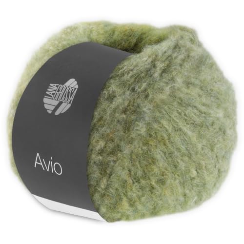 Frida's Wollhaus Lana Grossa 50 g Avio Alpaka Wolle Garn Stricken Effektstruktur 14 Farben (02 | Graugrün/Gelbgrün) von Frida's Wollhaus