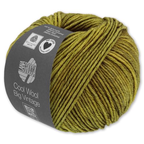 Frida's Wollhaus Lana Grossa 50 g Cool Wool Big Vintage Wolle Garn Merino Stricken 10 Farben (7161 | Oliv) von Frida's Wollhaus