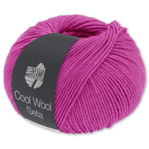 Frida's Wollhaus Lana Grossa 50 g Cool Wool Seta Stricken Häkeln Schurwolle Seide 18 Farben (11 | Pink) von Frida's Wollhaus