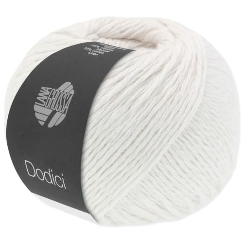 Frida's Wollhaus Lana Grossa 50 g Dodici Baumwolle Leinen Wolle Garn Stricken 20 Farben (01 | Weiß) von Frida's Wollhaus