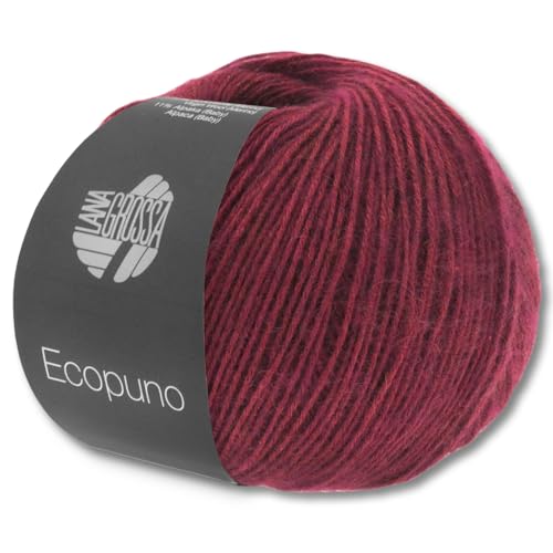 Frida's Wollhaus Lana Grossa 50 g Ecopuno Netzgarn Baumwolle Merino Alpaca Wolle Garn 69 Farben (35 - Bordeaux) von Frida's Wollhaus