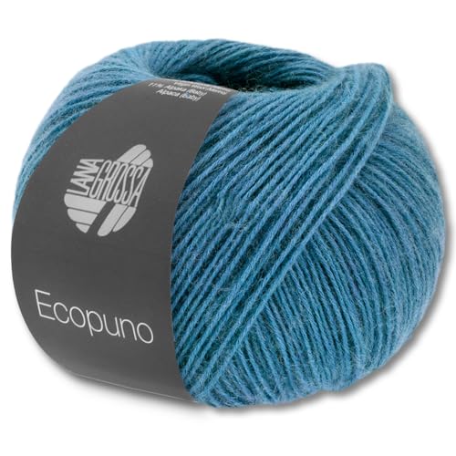 Frida's Wollhaus Lana Grossa 50 g Ecopuno Netzgarn Baumwolle Merino Alpaca Wolle Garn 69 Farben (76 - Dunkelblau) von Frida's Wollhaus