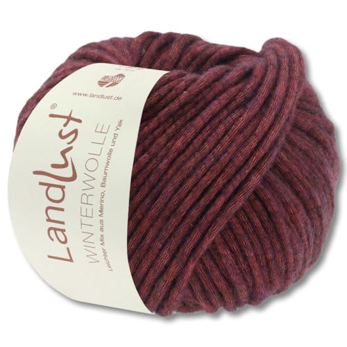 Frida's Wollhaus Lana Grossa 50 g Landlust Winterwolle Merino Yak Wolle Garn Stricken 23 Farben (23 | Weinrot meliert) von Frida's Wollhaus