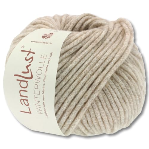 Frida's Wollhaus Lana Grossa 50 g Landlust Winterwolle Merino Yak Wolle Garn Stricken 23 Farben (24 | Taupe meliert) von Frida's Wollhaus