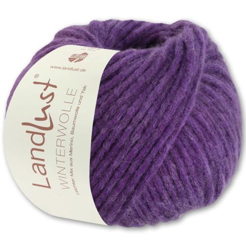 Frida's Wollhaus Lana Grossa 50 g Landlust Winterwolle Merino Yak Wolle Garn Stricken 23 Farben (27 | Violett meliert) von Frida's Wollhaus