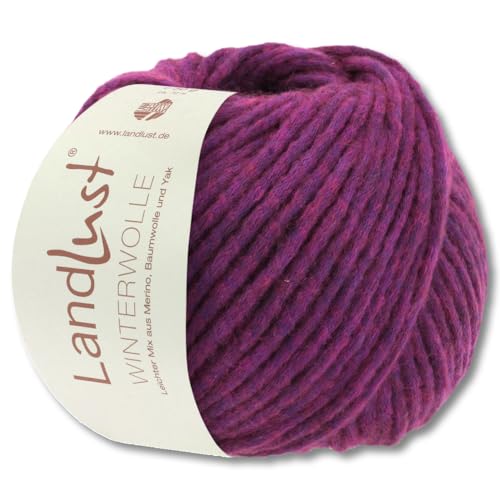 Frida's Wollhaus Lana Grossa 50 g Landlust Winterwolle Merino Yak Wolle Garn Stricken 23 Farben (6 | Fuchsia meliert) von Frida's Wollhaus