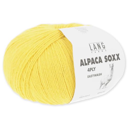 Frida's Wollhaus Lang Yarns 100 g Alpaca Soxx 4-fach Wolle Stricken Alpaka Easywash 64 Farben (013 | Gelb) von Frida's Wollhaus