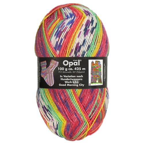 Frida's Wollhaus Opal 100 g Hundertwasser Sockenwolle 4-fach Strümpfe Socken Stricken 24 Farben (2102 | Good Morning City) von Frida's Wollhaus