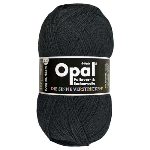 Frida's Wollhaus Opal 100 g Uni 4-fach Sockengarn Strümpfe Stricken filzfrei Wolle 35 Farben (2619 | Tiefschwarz) von Frida's Wollhaus