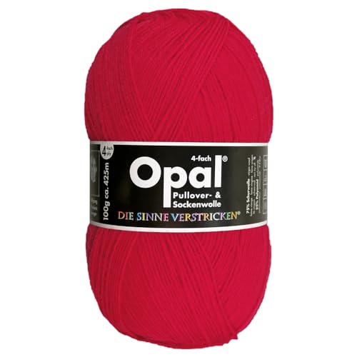Frida's Wollhaus Opal 100 g Uni 4-fach Sockengarn Strümpfe Stricken filzfrei Wolle 35 Farben (5180 | Rot) von Frida's Wollhaus
