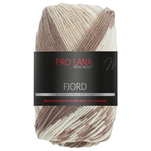 Frida's Wollhaus Pro Lana 100 g Fjord Norweger-Muster Farbverlaufswolle Stricken Garn 14 Farben (81 |Braun-beige-weiß) von Frida's Wollhaus