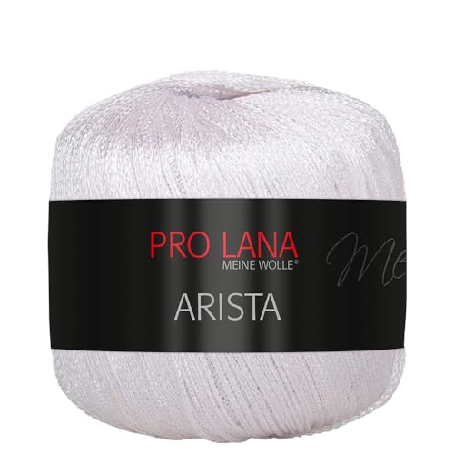 Frida's Wollhaus Pro Lana 25 g Arista Häkelgarn Effektgarn Glitzergarn Lurexgarn weich 12 Farben (304 | Weiß) von Frida's Wollhaus