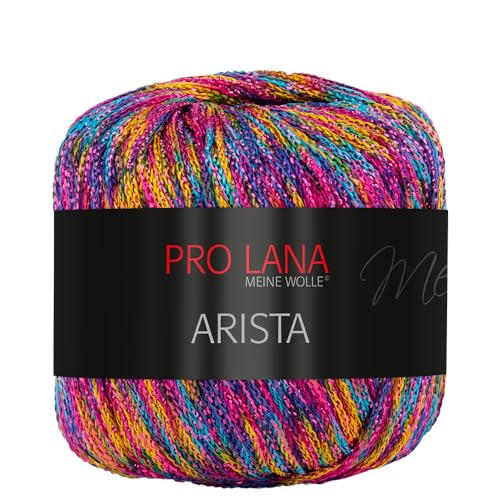 Frida's Wollhaus Pro Lana 25 g Arista Häkelgarn Effektgarn Glitzergarn Lurexgarn weich 12 Farben (350 | Pink-türkis-gelb) von Frida's Wollhaus