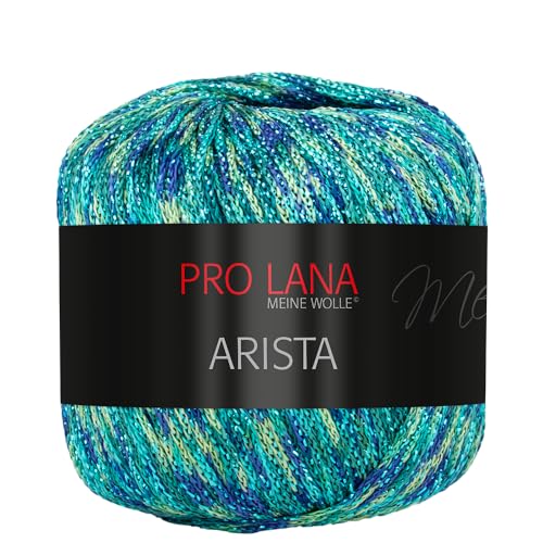 Frida's Wollhaus Pro Lana 25 g Arista Häkelgarn Effektgarn Glitzergarn Lurexgarn weich 12 Farben (352 | Türkis-grün-blau) von Frida's Wollhaus