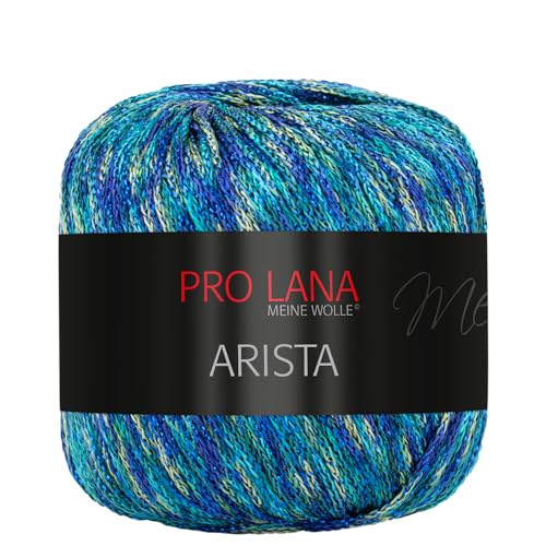 Frida's Wollhaus Pro Lana 25 g Arista Häkelgarn Effektgarn Glitzergarn Lurexgarn weich 12 Farben (353 | Blau-türkis-gelb) von Frida's Wollhaus