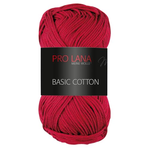 Frida's Wollhaus Pro Lana 50 g Basic Cotton Baumwolle Stricken Häkeln Wolle Basic-Garn 64 Farben (38 | Weinrot) von Frida's Wollhaus