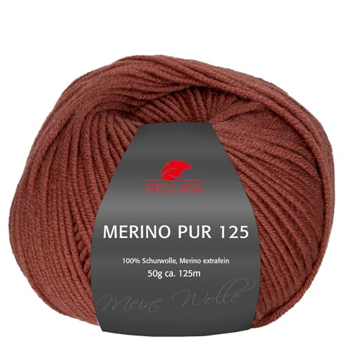 Frida's Wollhaus Pro Lana 50 g Merino Pur 125 Schurwolle kuschelweich atmungsaktiv Garn 47 Farben (29 | Rost) von Frida's Wollhaus