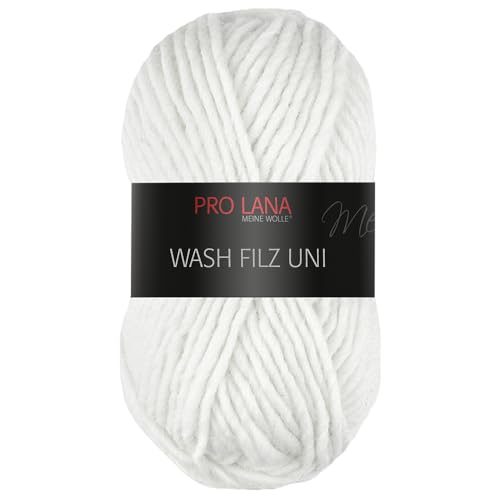 Frida's Wollhaus Pro Lana 50 g Wash Filz uni Filzwolle Stricken Häkeln Garn flauschig 26 Farben (101 | Weiß) von Frida's Wollhaus