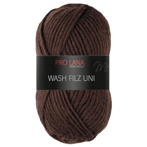 Frida's Wollhaus Pro Lana 50 g Wash Filz uni Filzwolle Stricken Häkeln Garn flauschig 26 Farben (110 | Braun) von Frida's Wollhaus