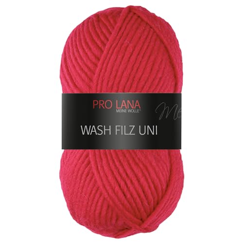 Frida's Wollhaus Pro Lana 50 g Wash Filz uni Filzwolle Stricken Häkeln Garn flauschig 26 Farben (130 | Rot) von Frida's Wollhaus