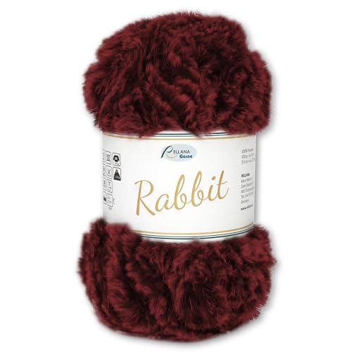 Frida's Wollhaus Rellana 100 g Rabbit Flauschwolle Effektwolle Plüschwolle Flauschig 8 Farben (08 | bordeaux) von Frida's Wollhaus