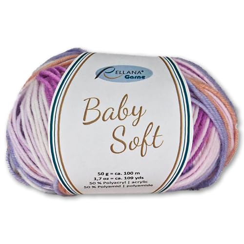 Frida's Wollhaus Rellana 50 g Baby Soft Wolle Babywolle Babykleidung Kinderkleidung 6 Farben (101 braun-beige-lila-blau) von Frida's Wollhaus