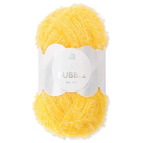 Frida's Wollhaus Rico Design 50 g Creative Bubble Schwammgarn Wolle Stricken Häkeln 57 Farben (002 | Gelb) von Frida's Wollhaus