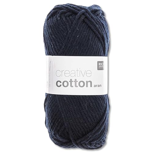 Frida's Wollhaus Rico Design 50 g Creative Cotton Aran Wolle Stricken Häkeln 63 Farben (38 | Dunkelblau) von Frida's Wollhaus