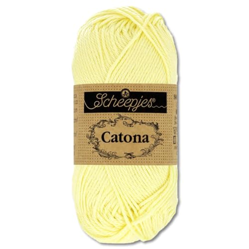 Frida's Wollhaus Scheepjes 10 g Catona 100% Baumwolle Stricken Häkeln Amigurumi Wolle 113 Farben (100 | Lemon Chiffon) von Frida's Wollhaus