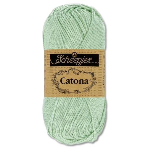 Frida's Wollhaus Scheepjes 10 g Catona 100% Baumwolle Stricken Häkeln Amigurumi Wolle 113 Farben (402 | Silver Green) von Frida's Wollhaus